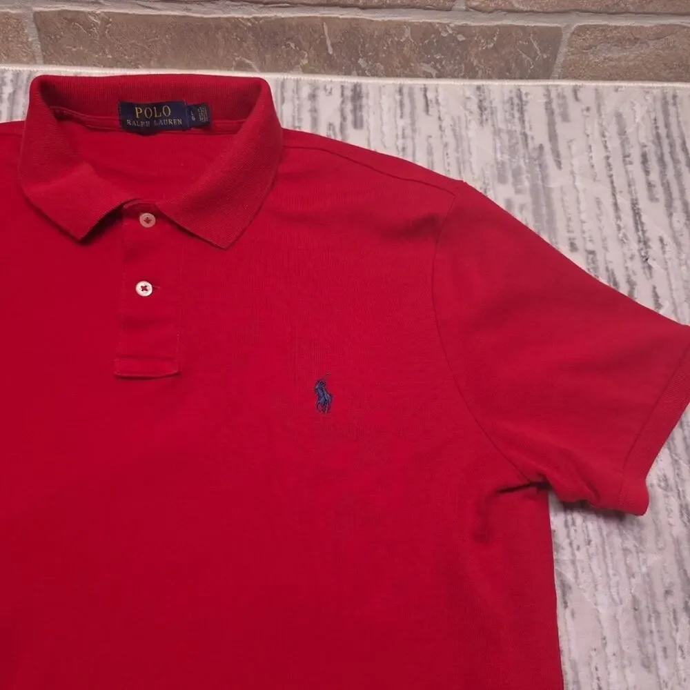 Ralph Lauren Polo Shirt Mens Red Pony Casual Short Sleeve